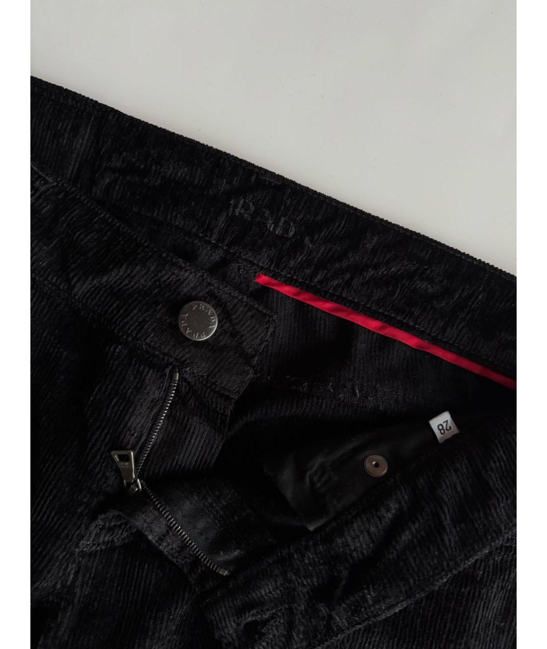 PRADA Черные хлопковые прямые брюки, фото 3