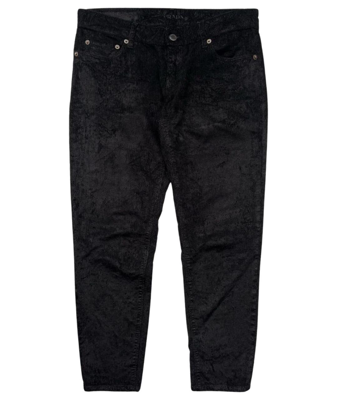 PRADA Черные хлопковые прямые брюки, фото 1