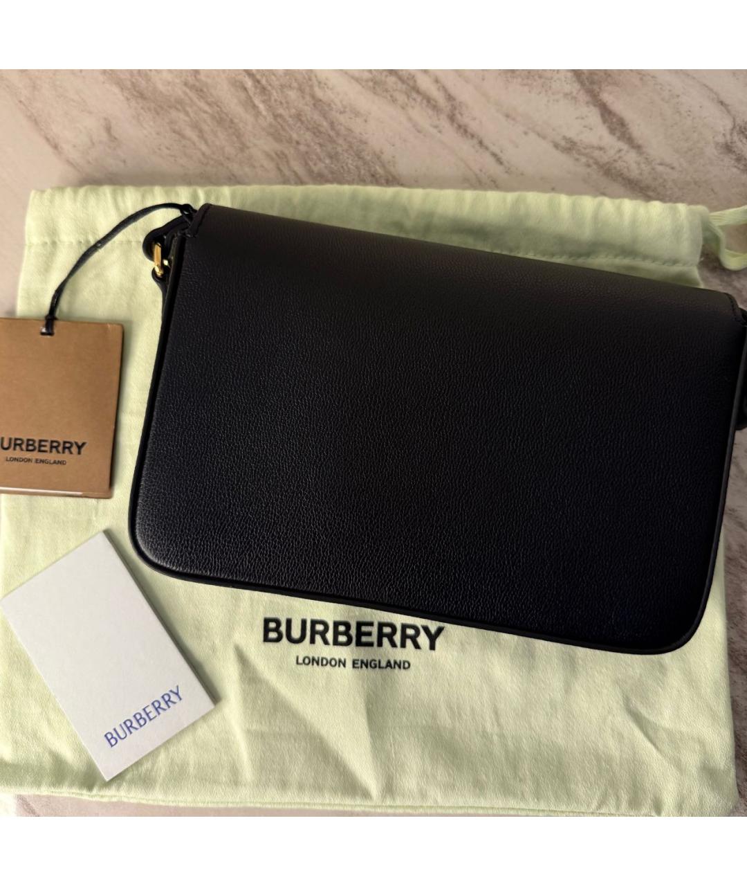 BURBERRY Черная кожаная сумка тоут, фото 3