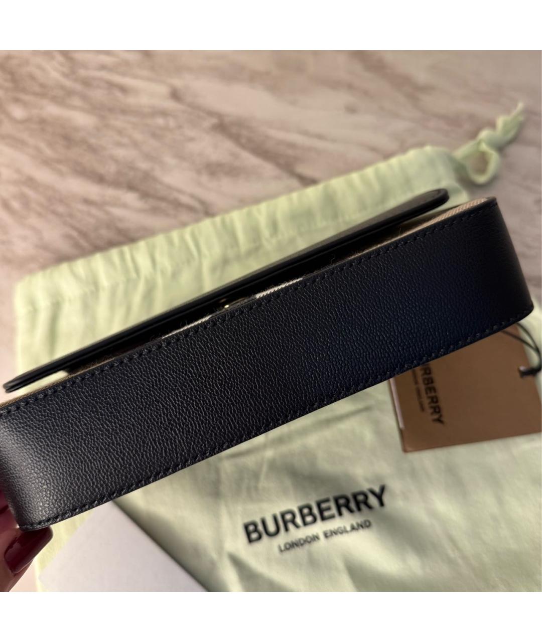 BURBERRY Черная кожаная сумка с короткими ручками, фото 4