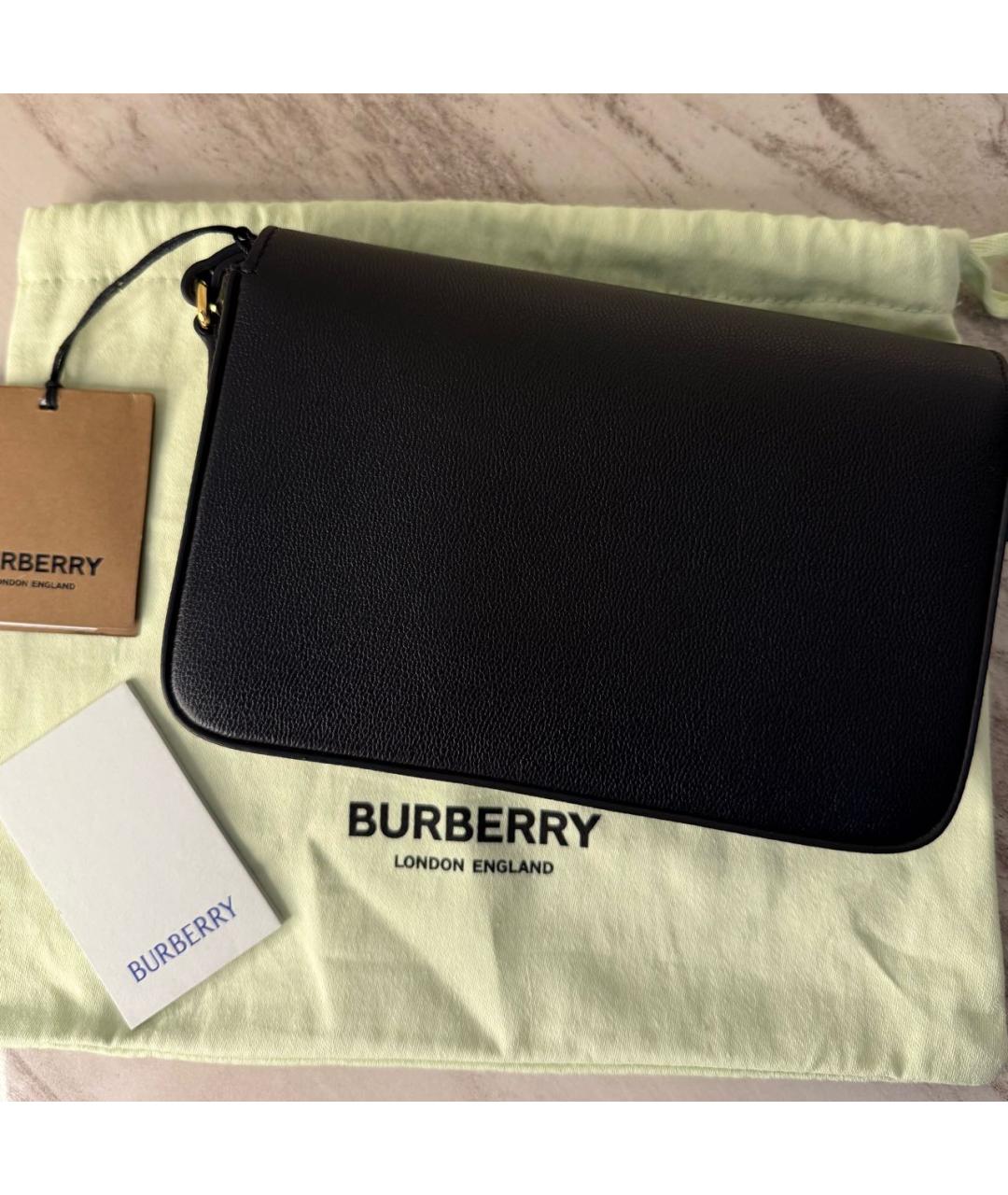 BURBERRY Черная кожаная сумка с короткими ручками, фото 3