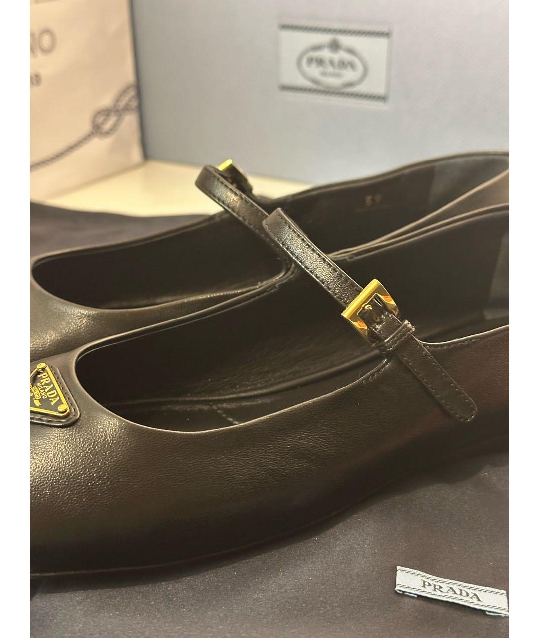PRADA Черные кожаные балетки, фото 6