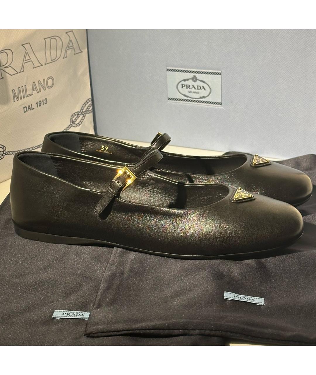 PRADA Черные кожаные балетки, фото 7