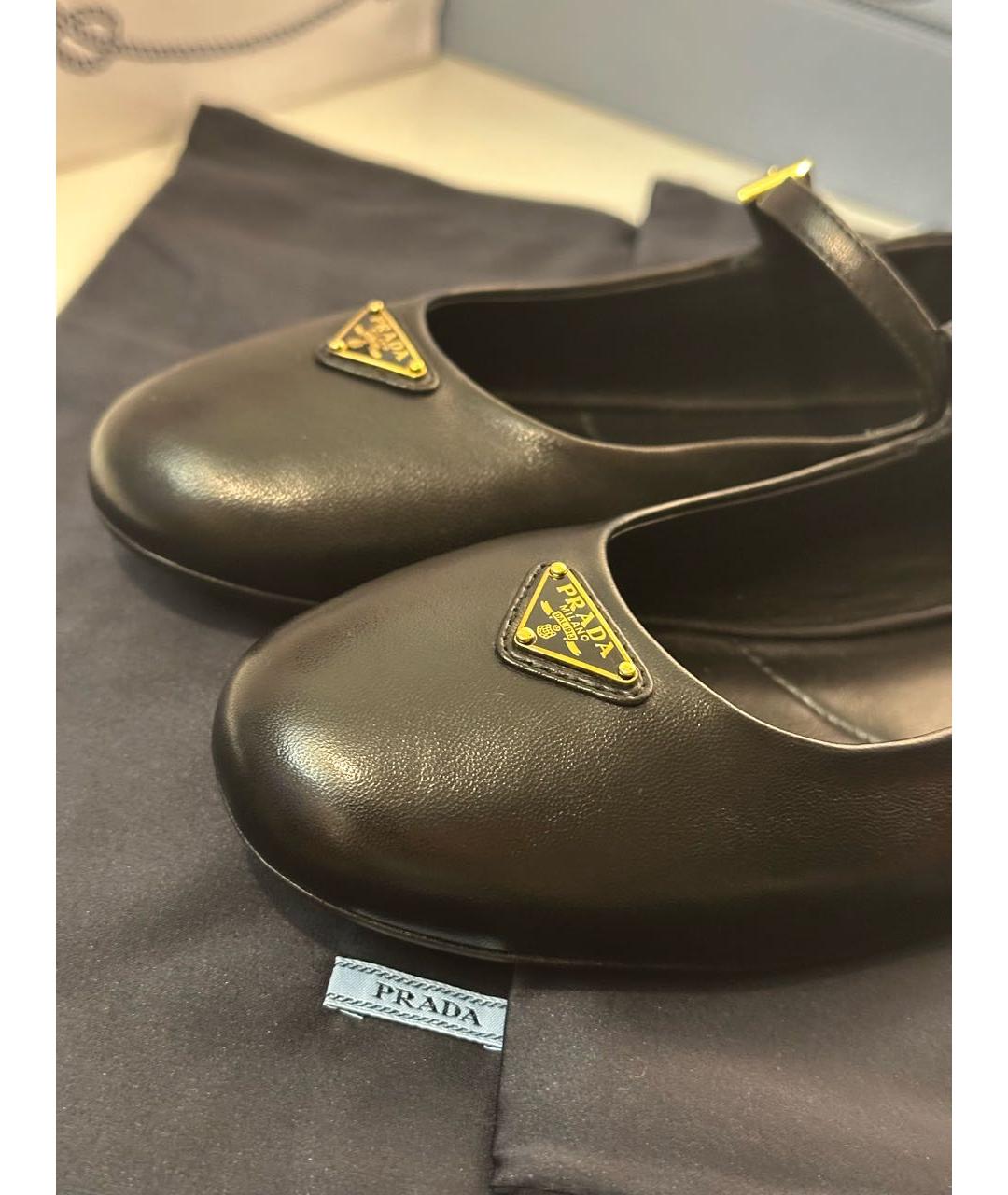 PRADA Черные кожаные балетки, фото 5