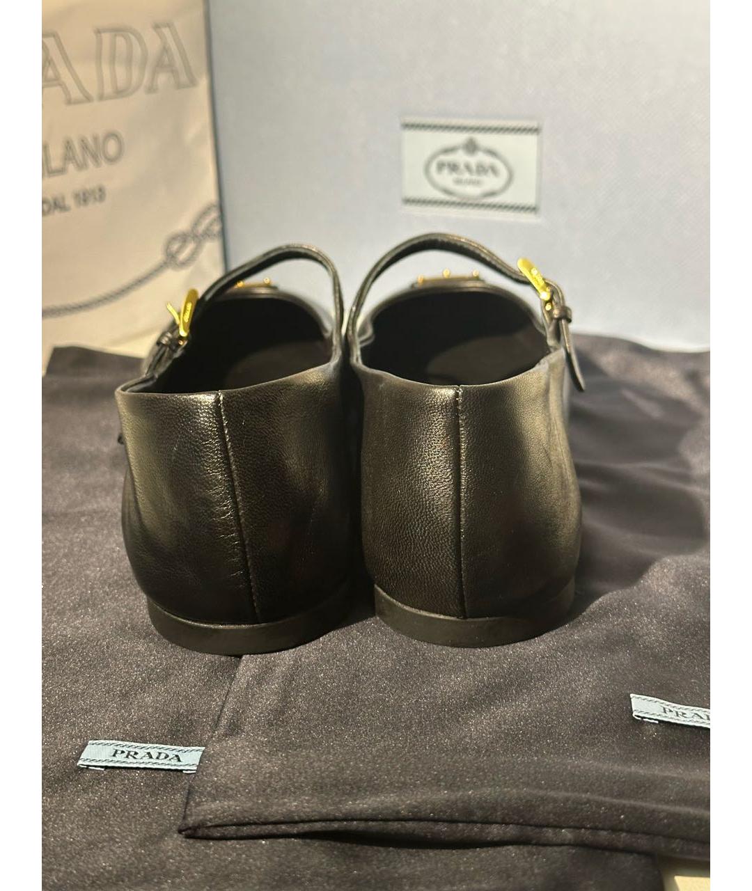PRADA Черные кожаные балетки, фото 4