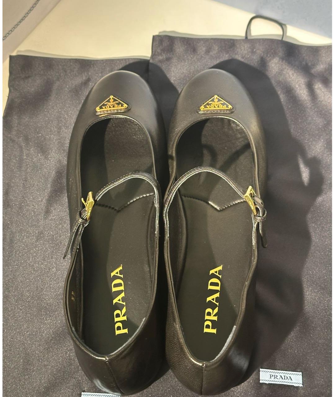 PRADA Черные кожаные балетки, фото 3