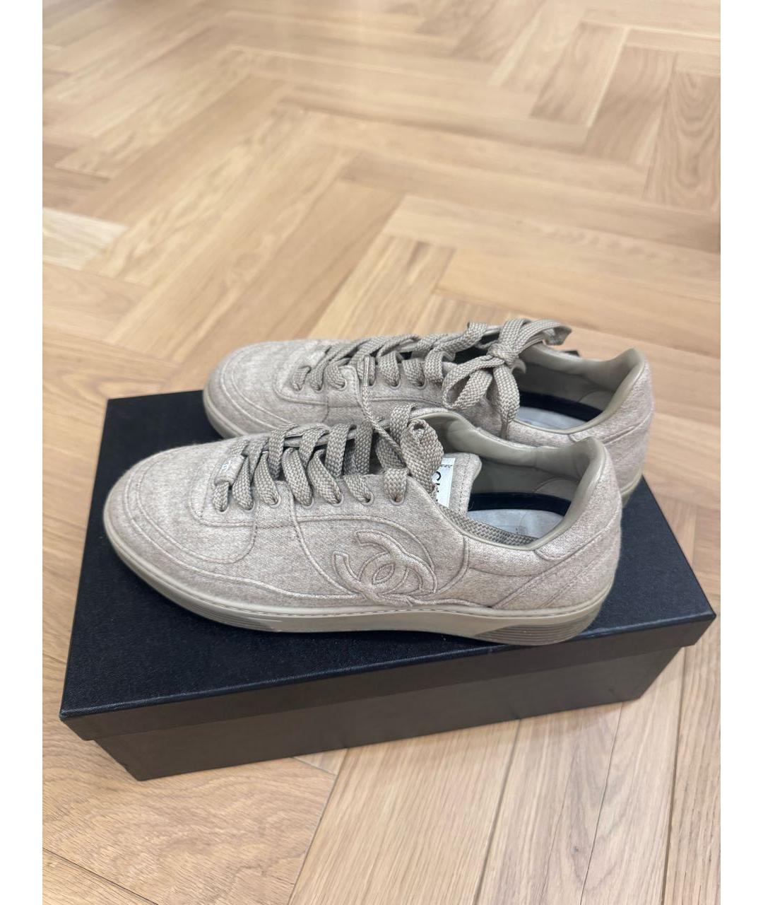 CHANEL Бежевые текстильные кеды, фото 5