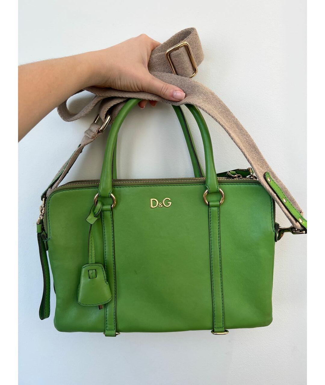 DOLCE&GABBANA Зеленая кожаная сумка тоут, фото 7