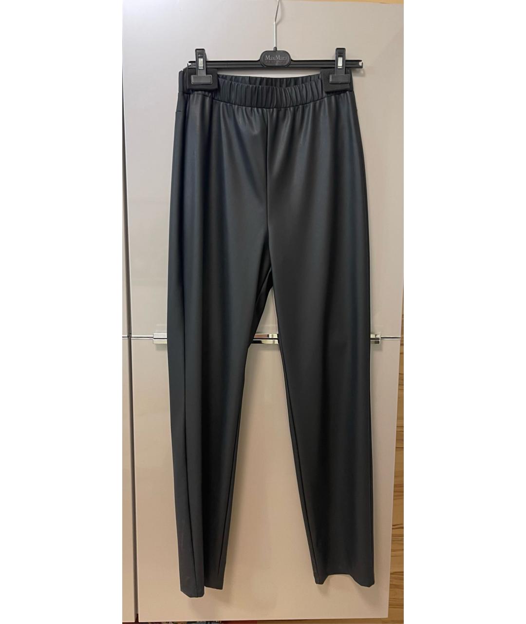 MAX MARA Черные полиэстеровые прямые брюки, фото 4