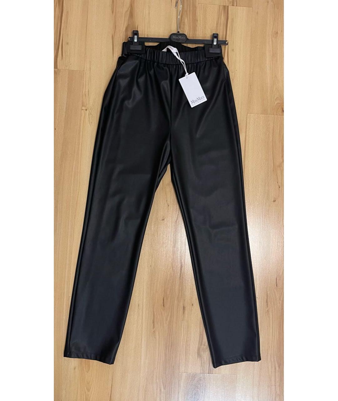 MAX MARA Черные полиэстеровые прямые брюки, фото 8
