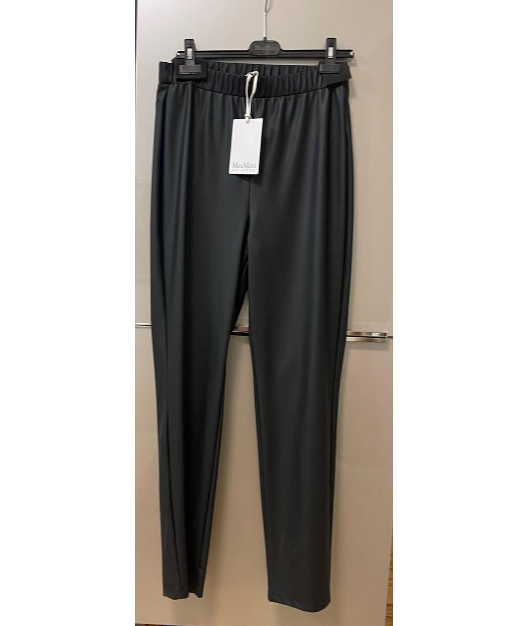 MAX MARA Черные полиэстеровые прямые брюки, фото 3