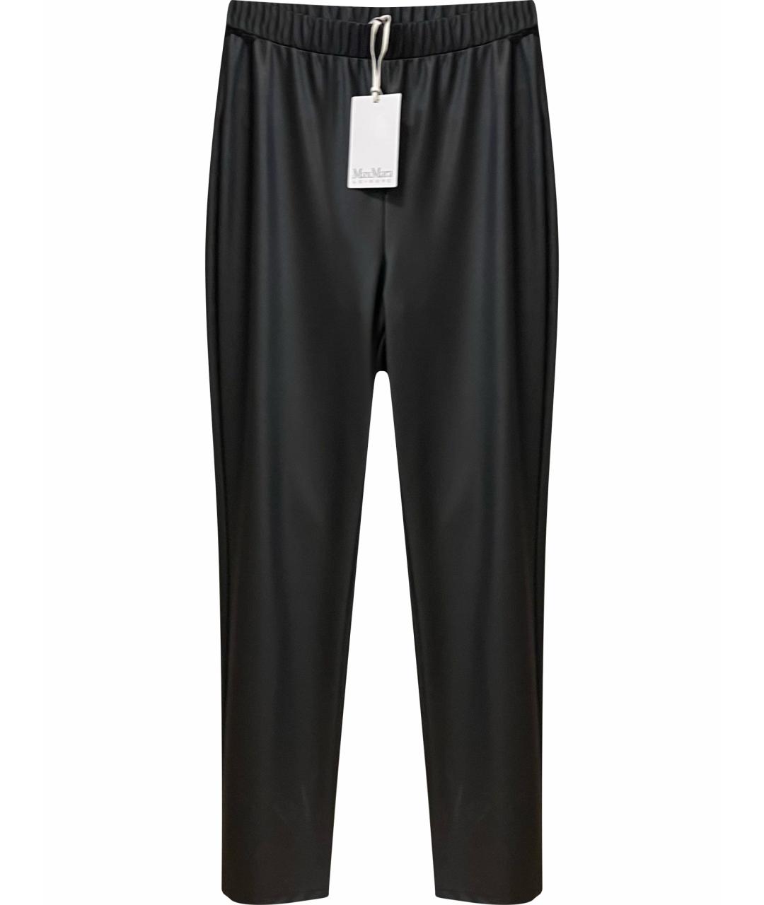 MAX MARA Черные полиэстеровые прямые брюки, фото 1