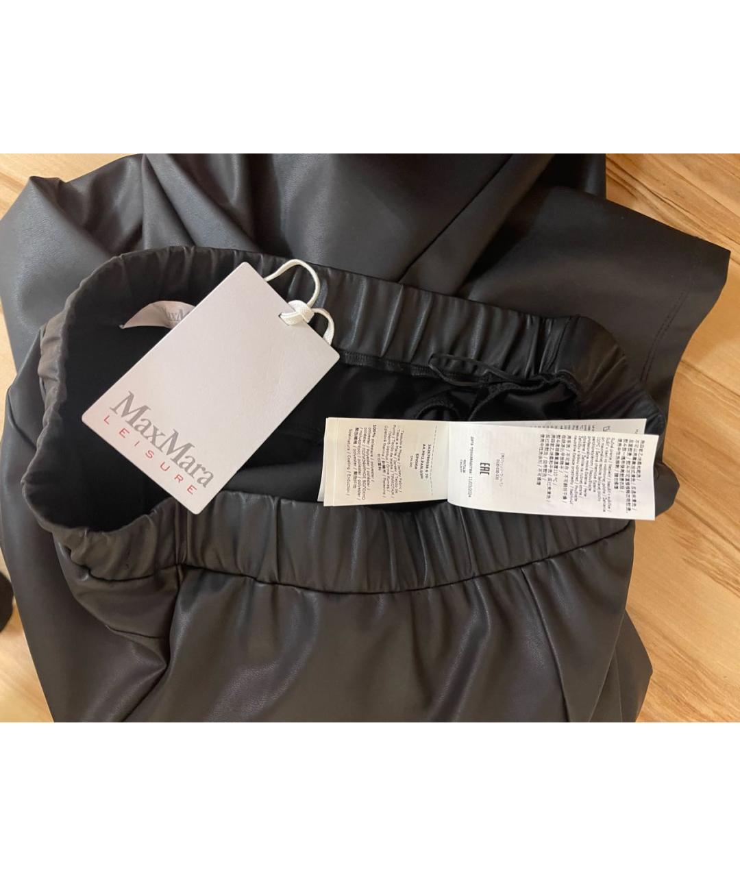 MAX MARA Черные полиэстеровые прямые брюки, фото 5