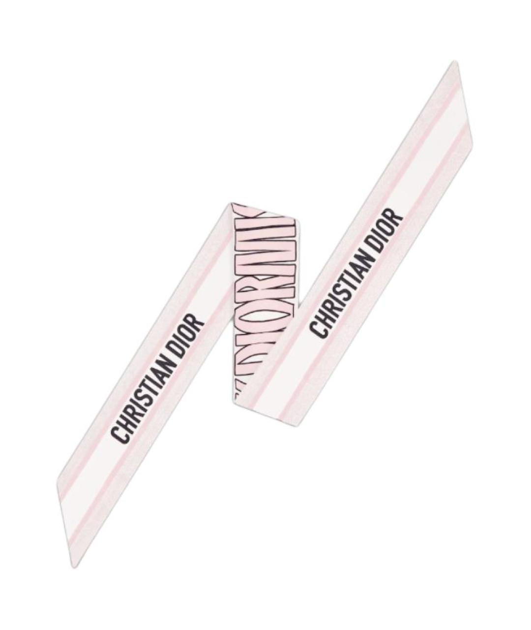 CHRISTIAN DIOR Розовый шелковый шарф, фото 2