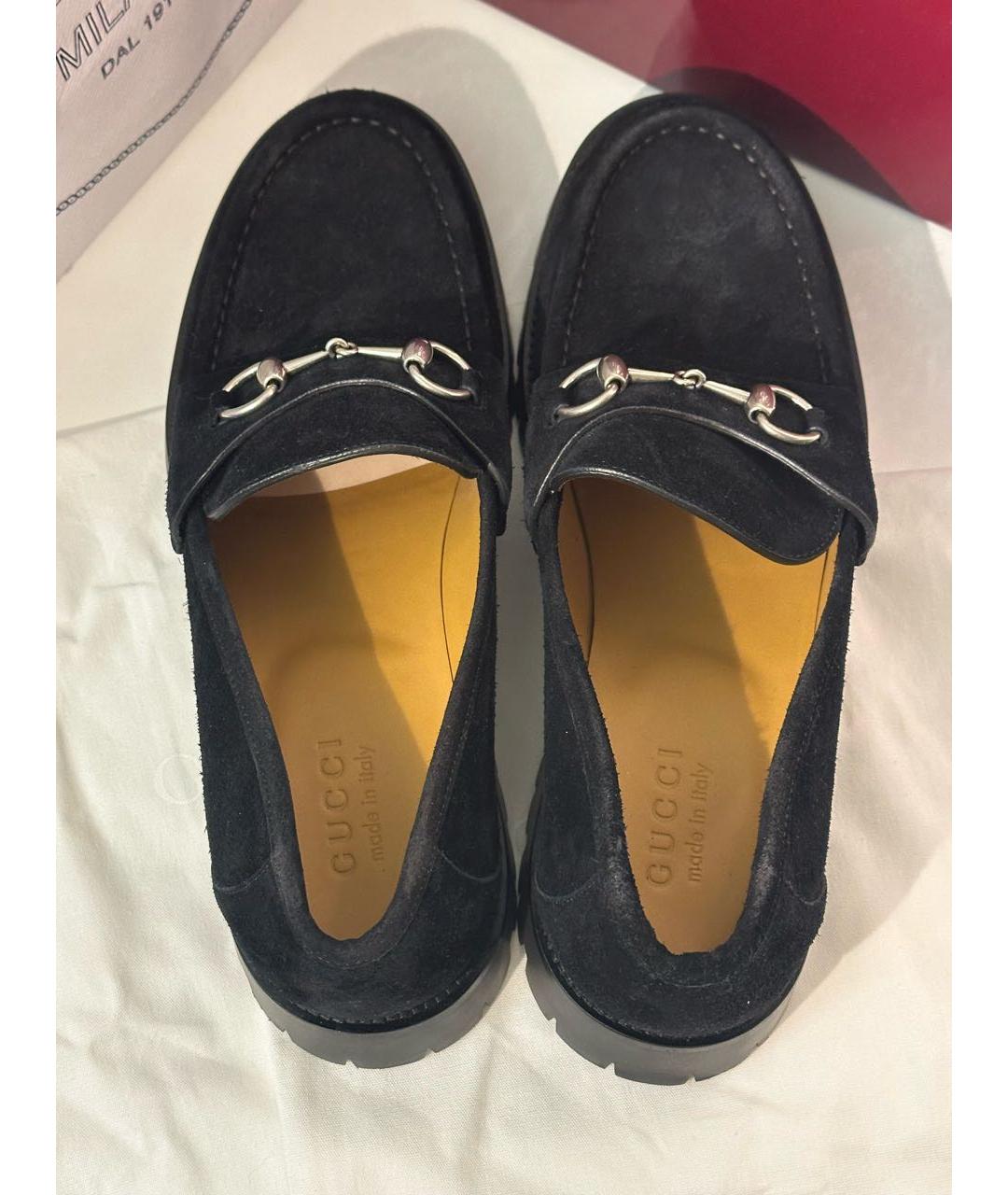 GUCCI Черные замшевые лоферы, фото 3