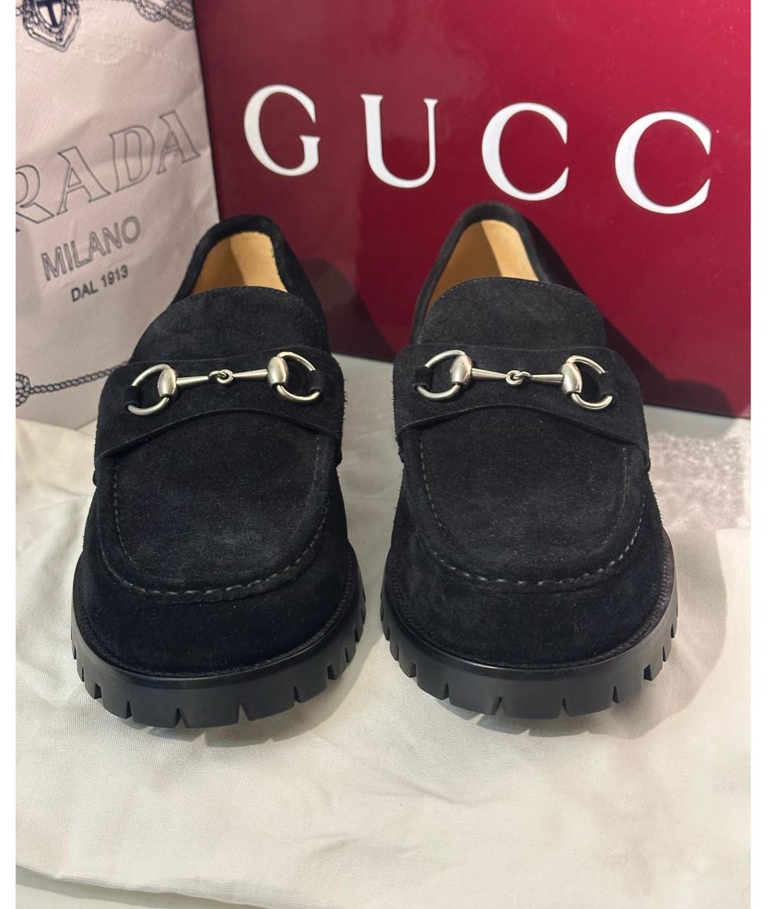 GUCCI Черные замшевые лоферы, фото 2