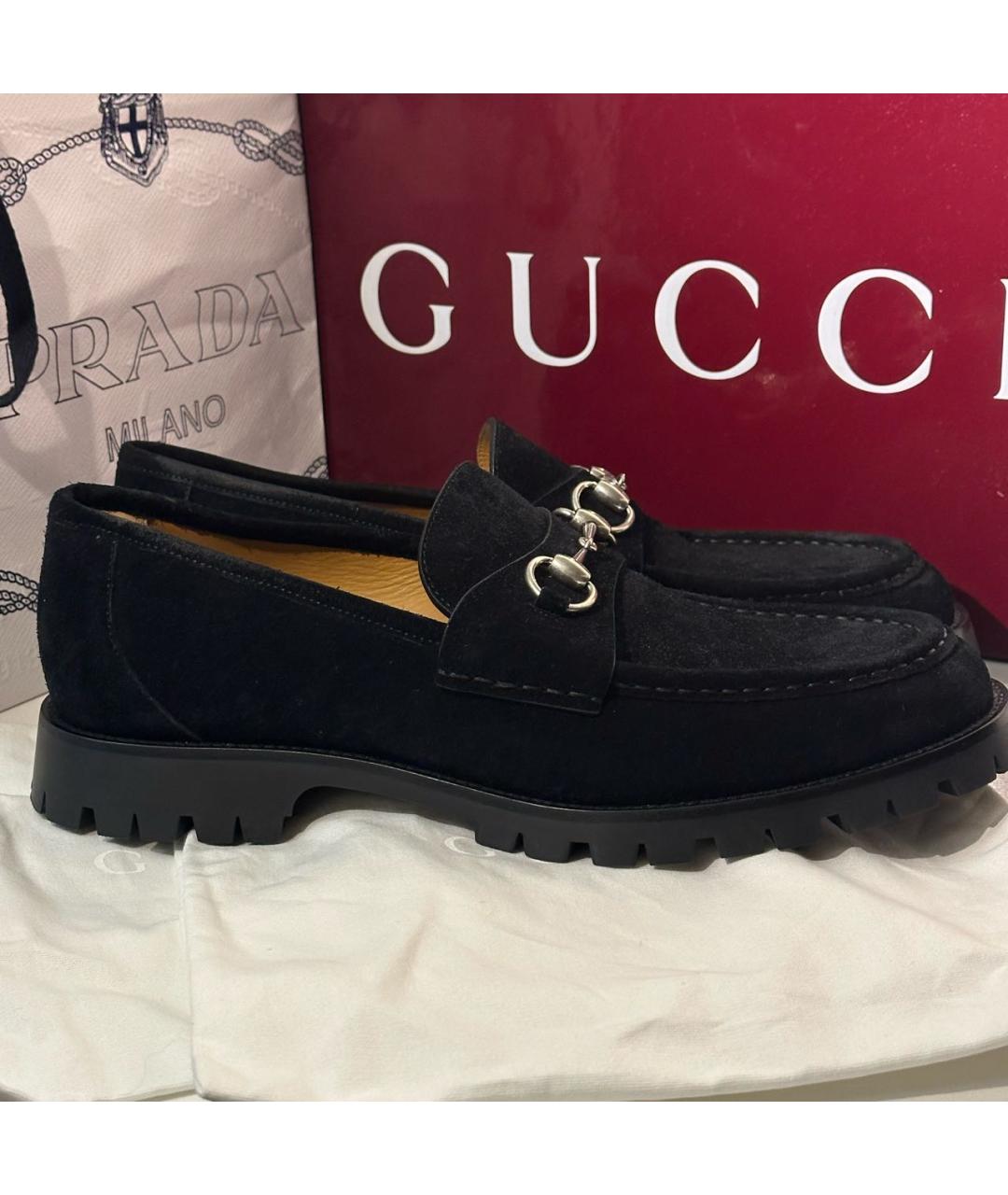 GUCCI Черные замшевые лоферы, фото 5