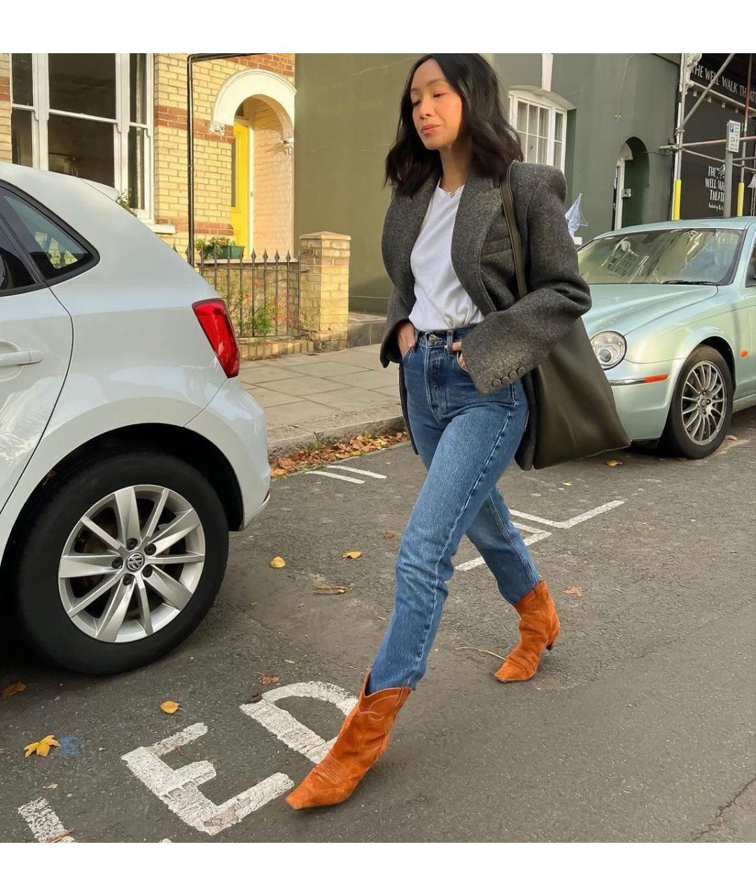 KHAITE Оранжевое замшевые ботильоны, фото 5