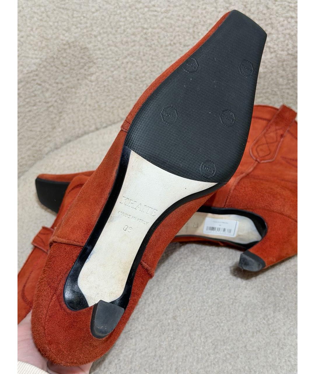 KHAITE Оранжевое замшевые ботильоны, фото 7