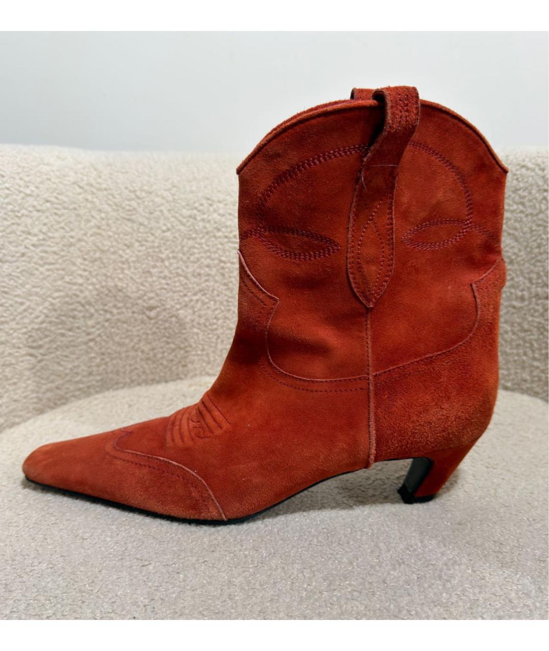 KHAITE Оранжевое замшевые ботильоны, фото 8