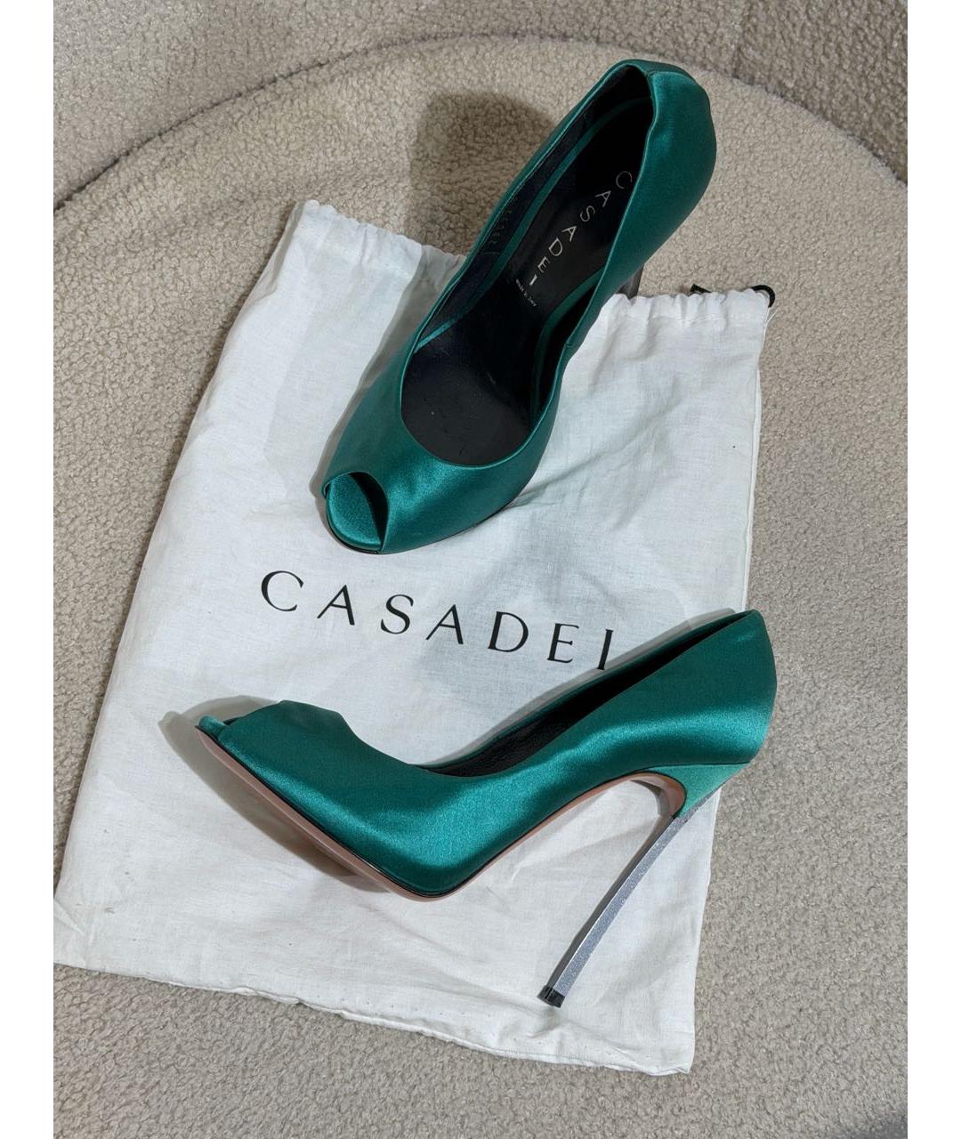 CASADEI Бирюзовые текстильные туфли, фото 5