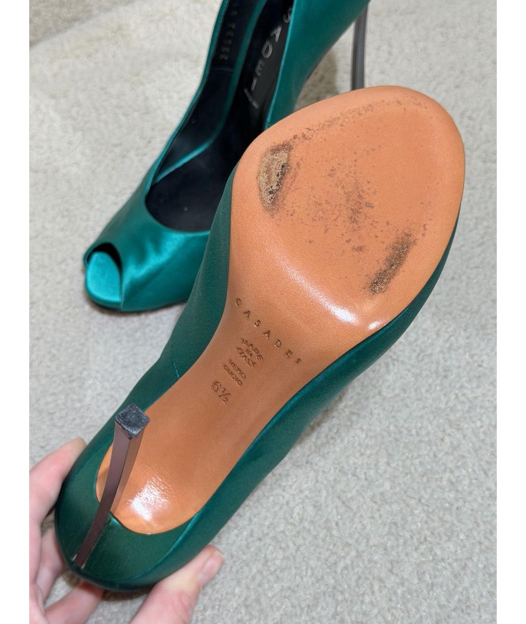 CASADEI Бирюзовые текстильные туфли, фото 7