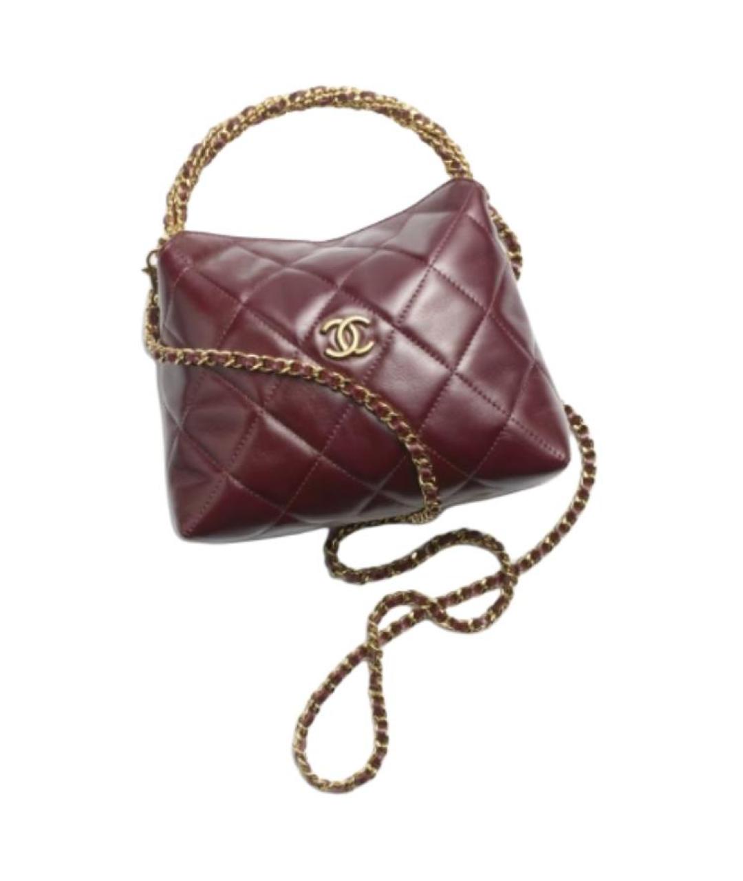 CHANEL Бордовая кожаная сумка через плечо, фото 2