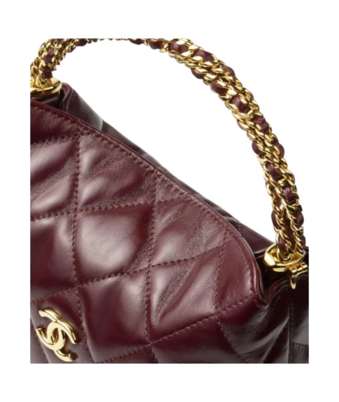 CHANEL Бордовая кожаная сумка через плечо, фото 4