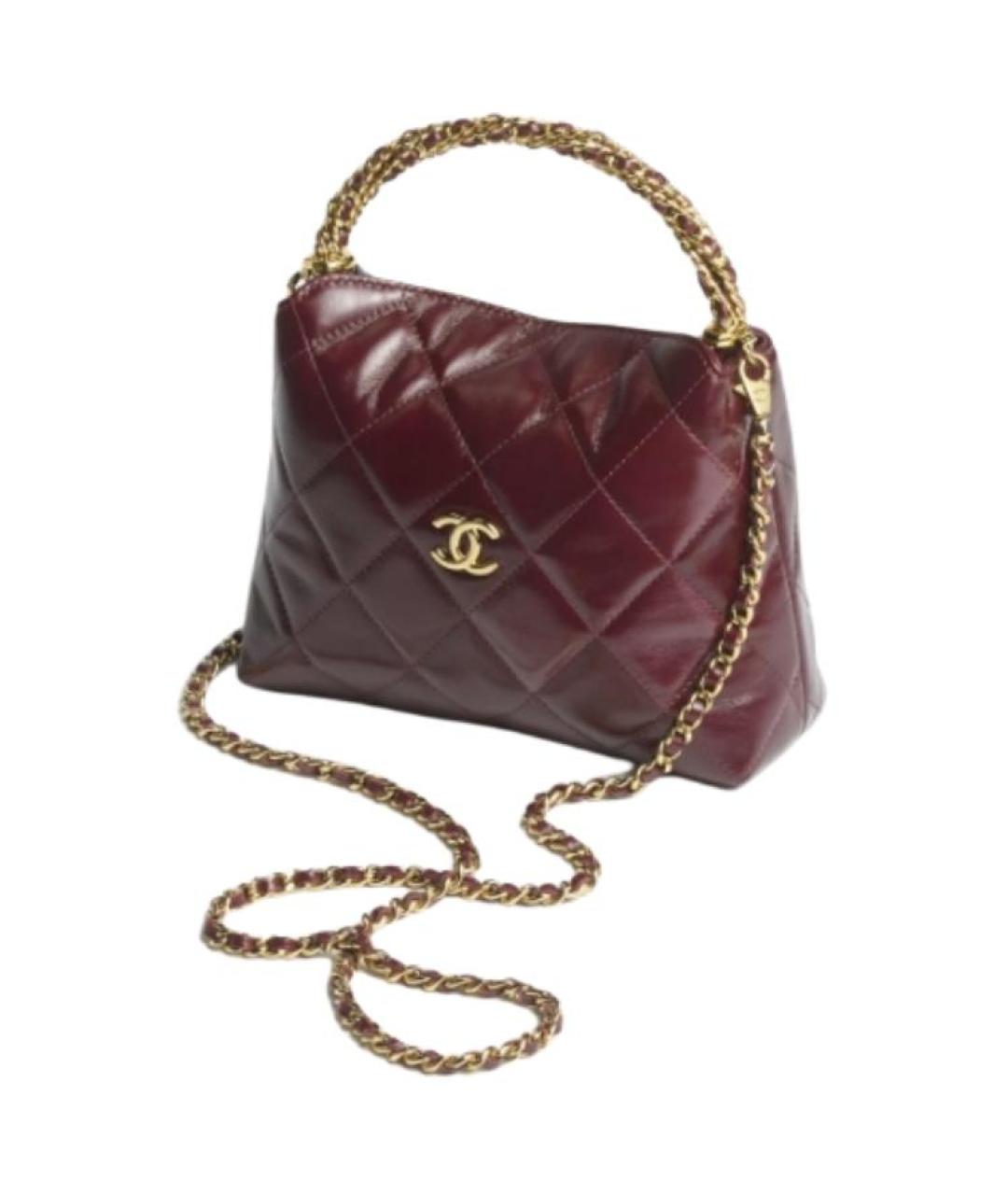 CHANEL Бордовая кожаная сумка через плечо, фото 1