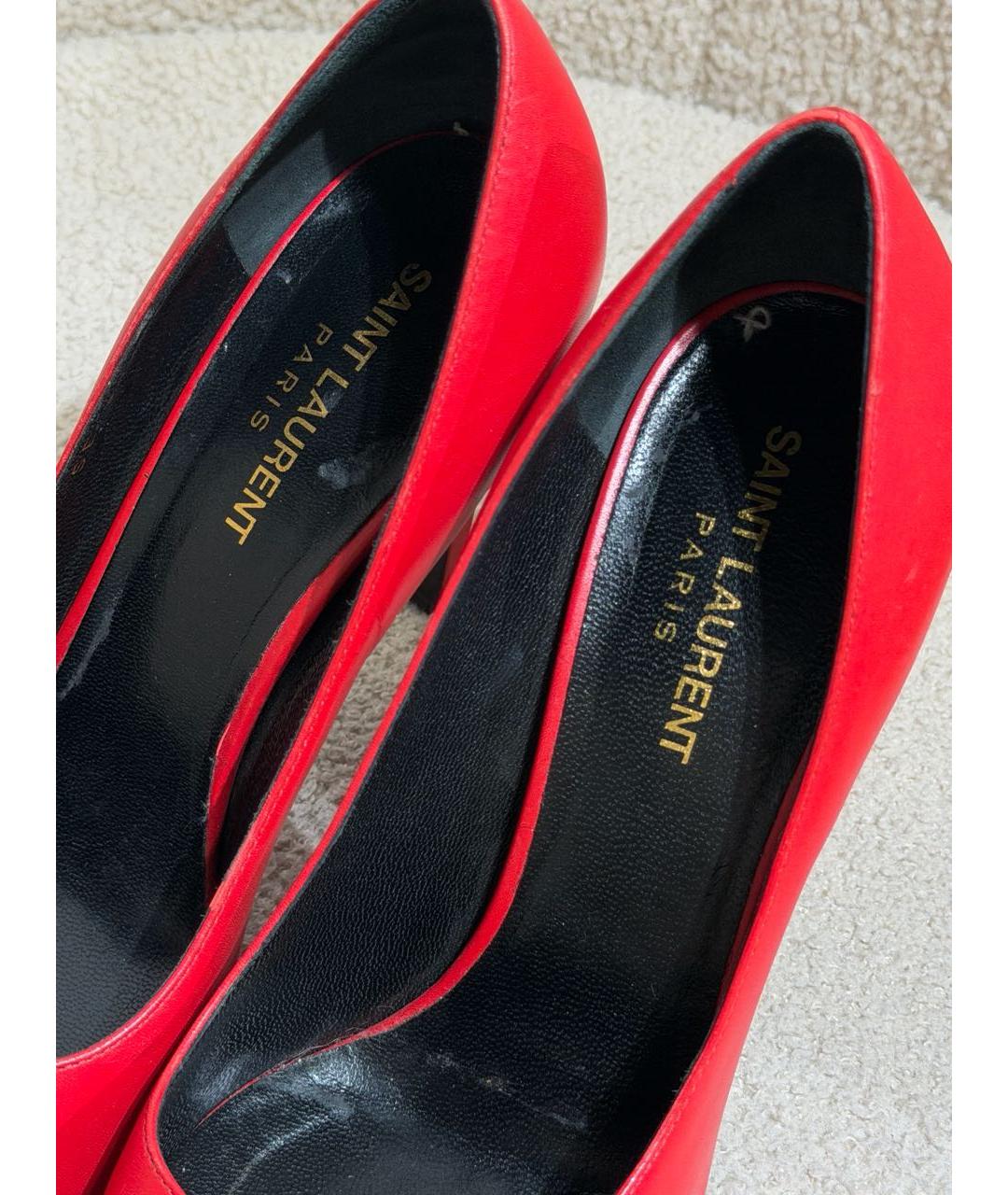 SAINT LAURENT Красные кожаные туфли, фото 3