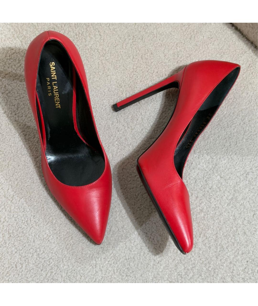 SAINT LAURENT Красные кожаные туфли, фото 5