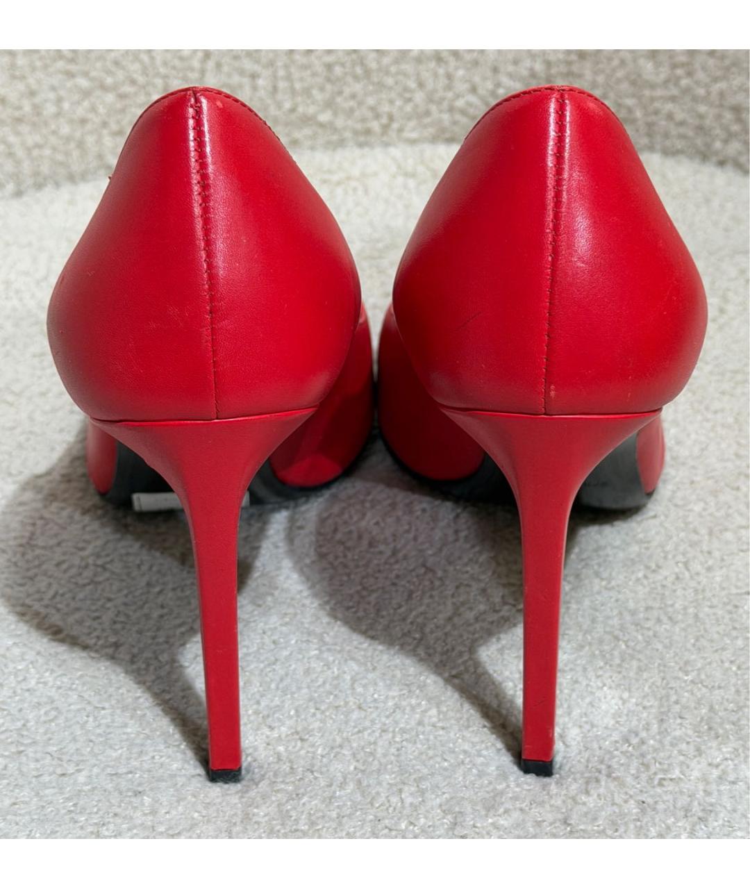 SAINT LAURENT Красные кожаные туфли, фото 4