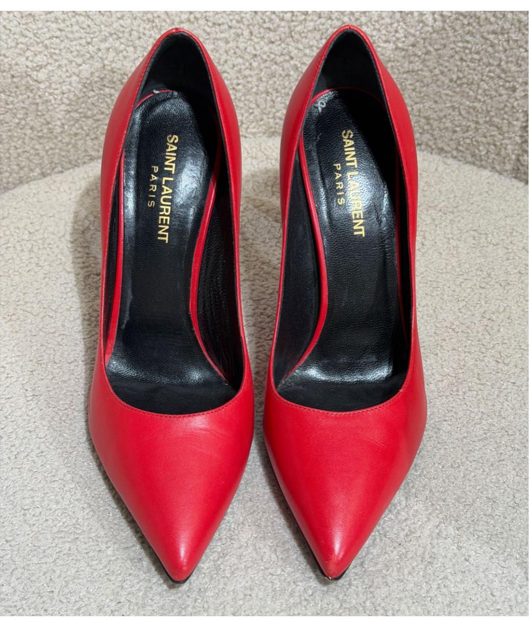 SAINT LAURENT Красные кожаные туфли, фото 2