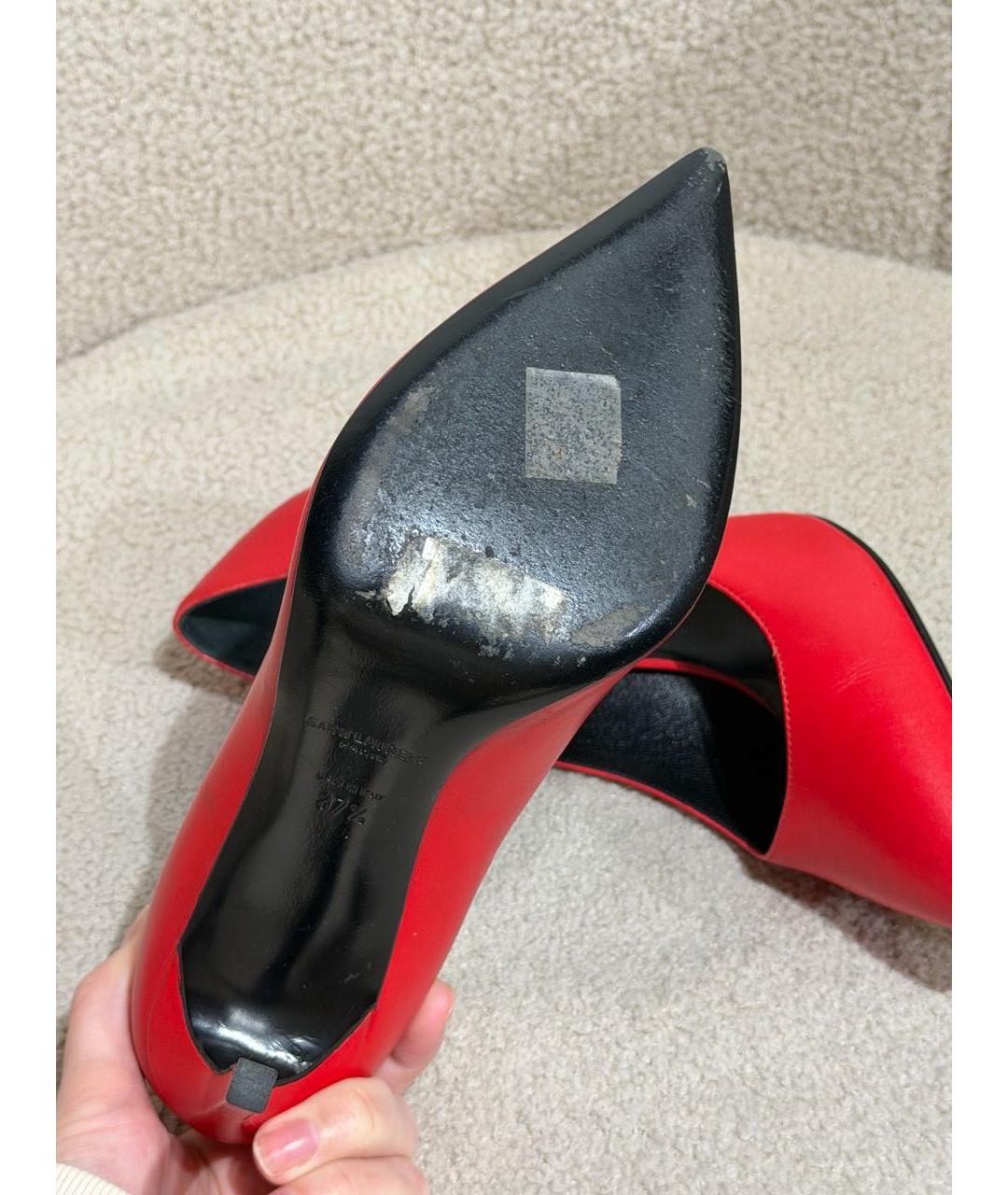 SAINT LAURENT Красные кожаные туфли, фото 6
