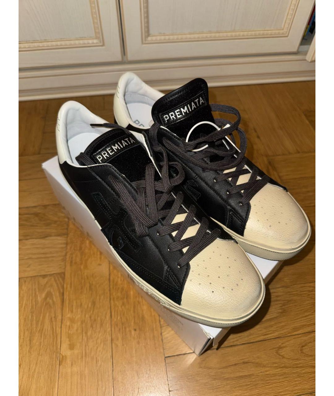 PREMIATA Черные кожаные низкие кроссовки / кеды, фото 2