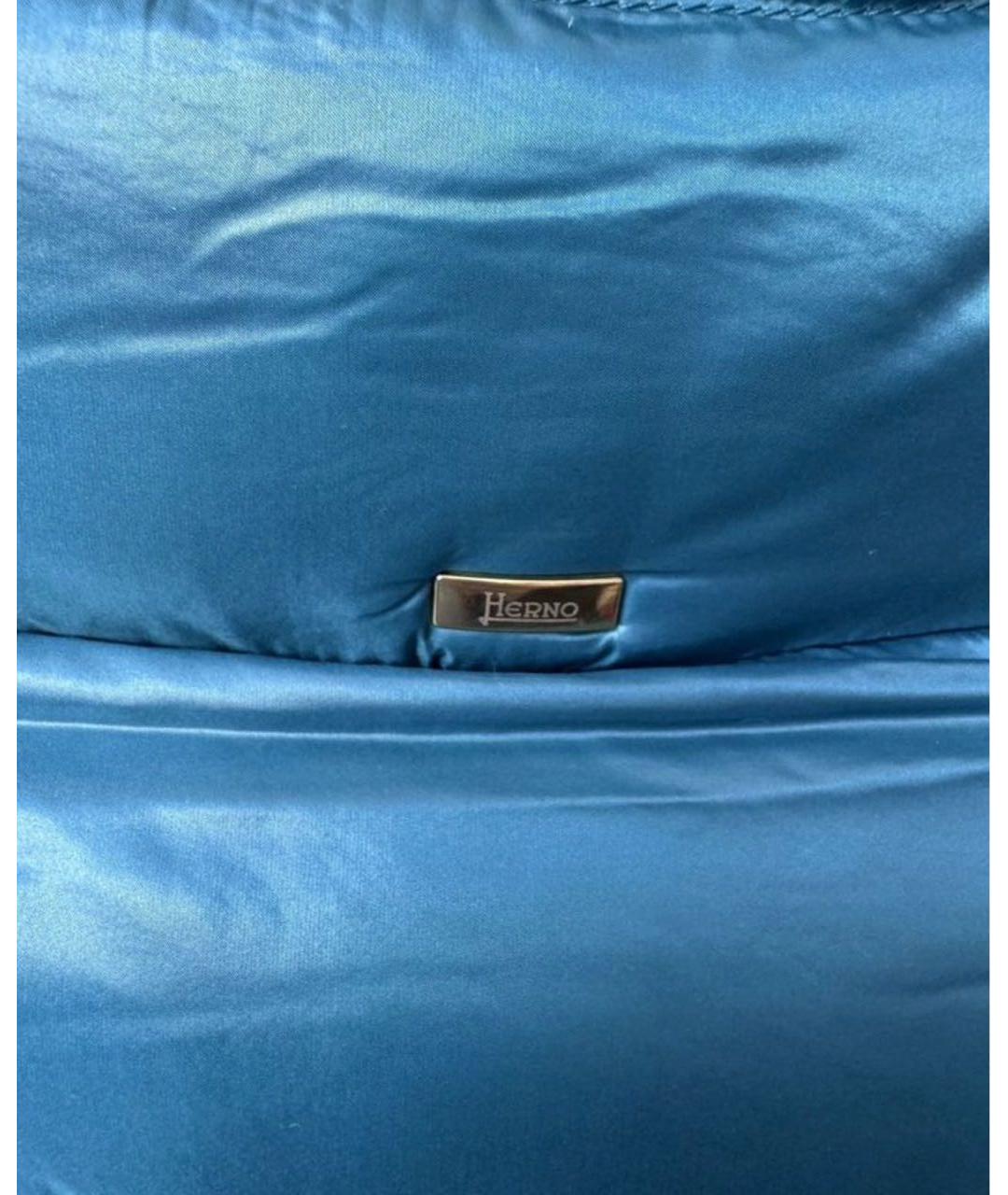 HERNO Бирюзовый полиамидовый пуховик, фото 5