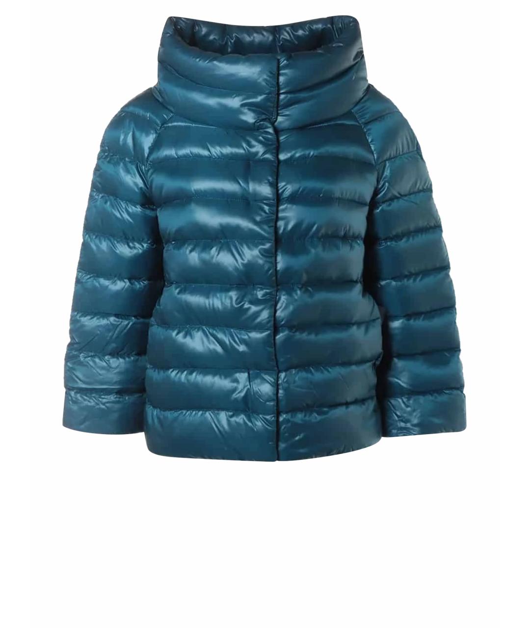 HERNO Бирюзовый полиамидовый пуховик, фото 1