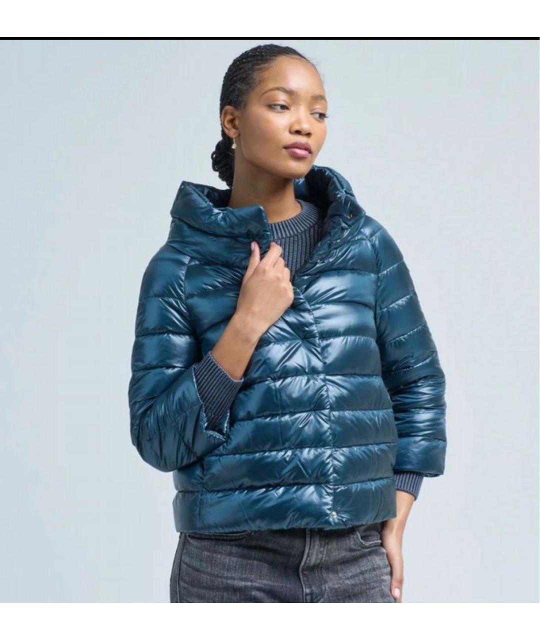 HERNO Бирюзовый полиамидовый пуховик, фото 2