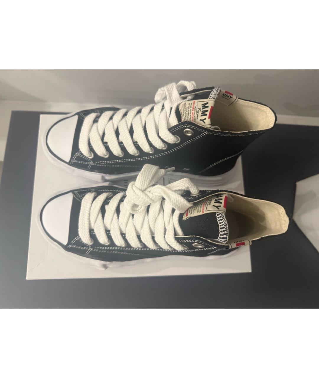 MAISON MIHARA YASUHIRO Черные текстильные высокие кроссовки / кеды, фото 3