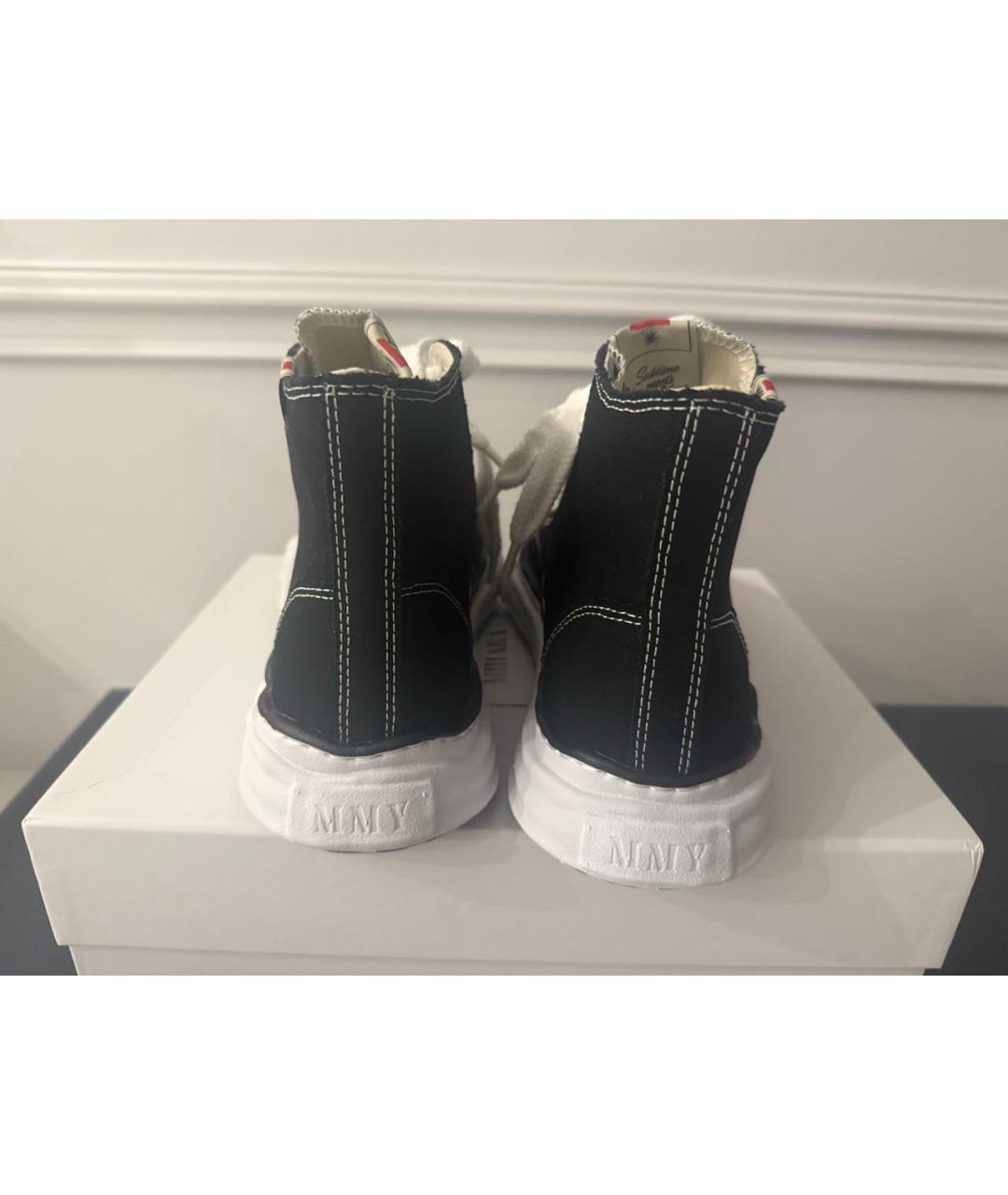 MAISON MIHARA YASUHIRO Черные текстильные высокие кроссовки / кеды, фото 4