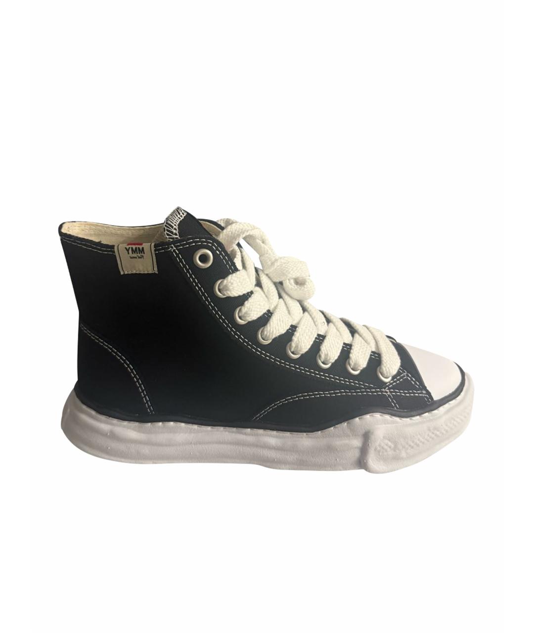 MAISON MIHARA YASUHIRO Черные текстильные высокие кроссовки / кеды, фото 1