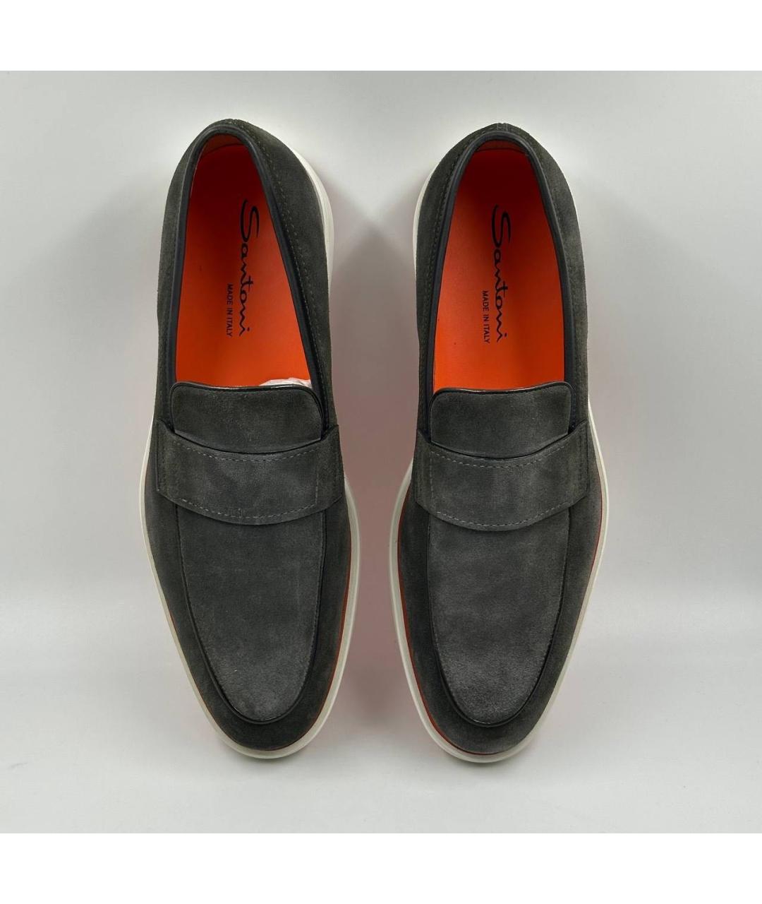 SANTONI Серые замшевые лоферы, фото 3