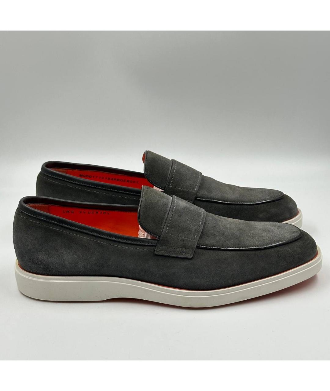 SANTONI Серые замшевые лоферы, фото 6