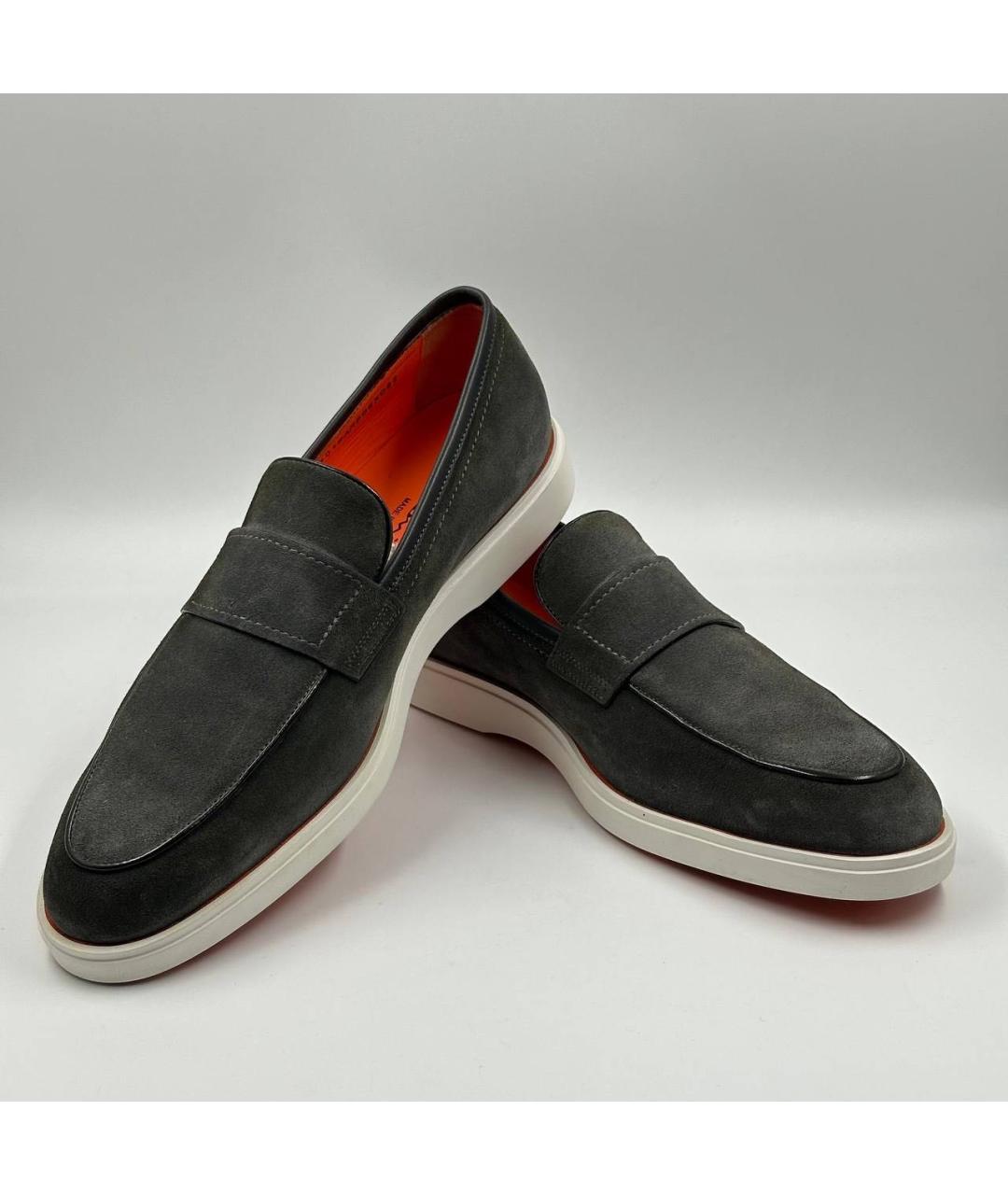 SANTONI Серые замшевые лоферы, фото 4