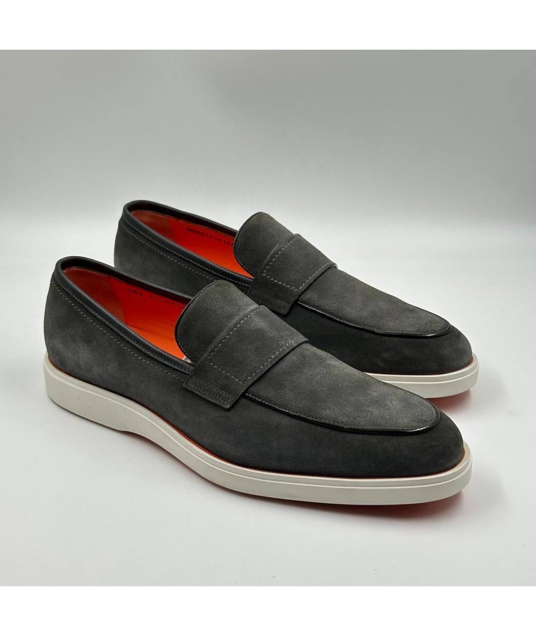 SANTONI Серые замшевые лоферы, фото 2