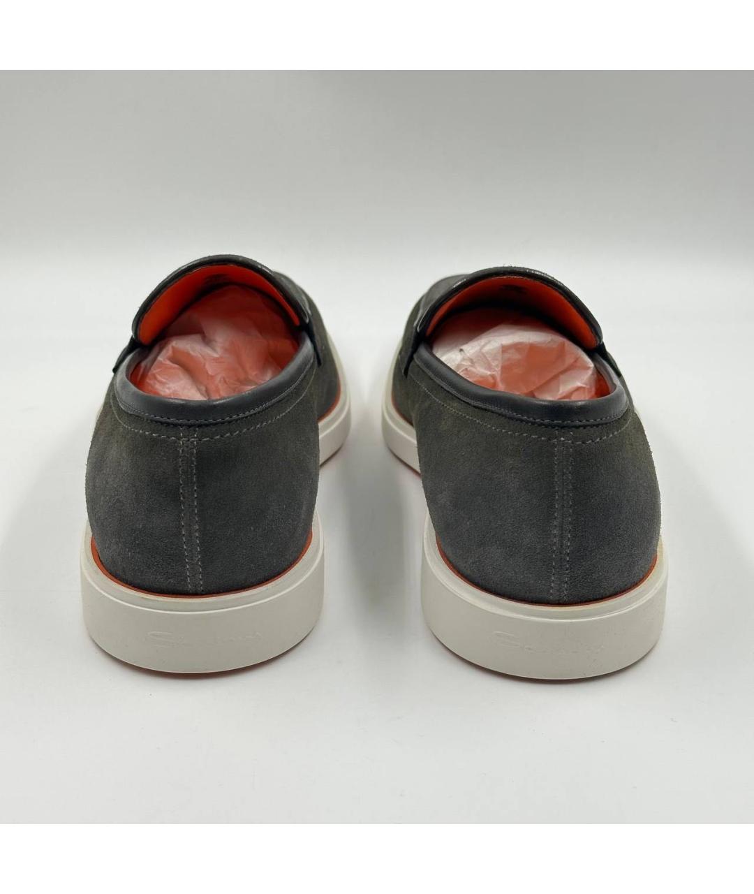 SANTONI Серые замшевые лоферы, фото 5