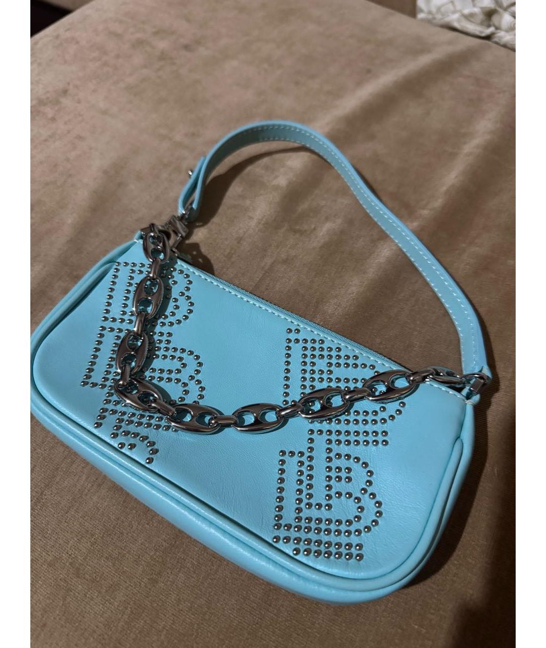 BY FAR Голубая кожаная сумка с короткими ручками, фото 2