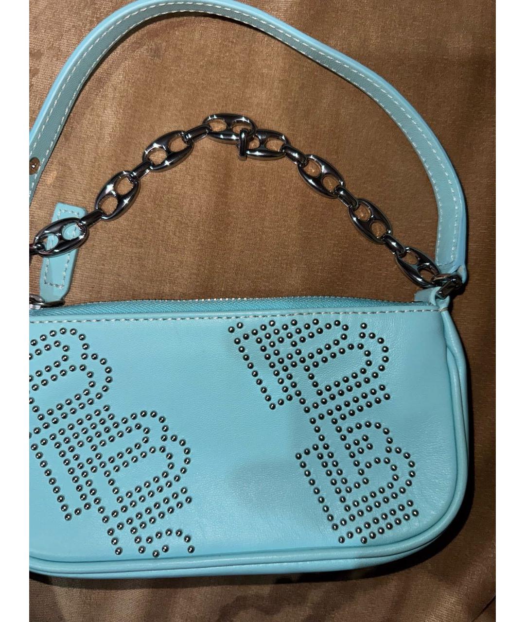 BY FAR Голубая кожаная сумка с короткими ручками, фото 3