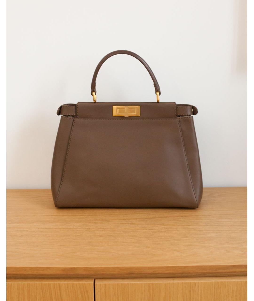 FENDI Коричневая кожаная сумка через плечо, фото 9