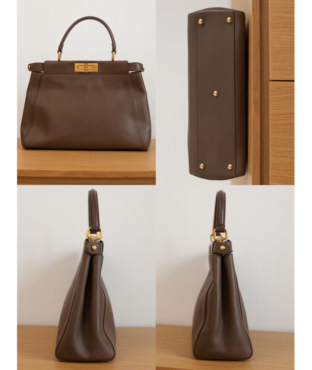 FENDI Коричневая кожаная сумка через плечо, фото 6